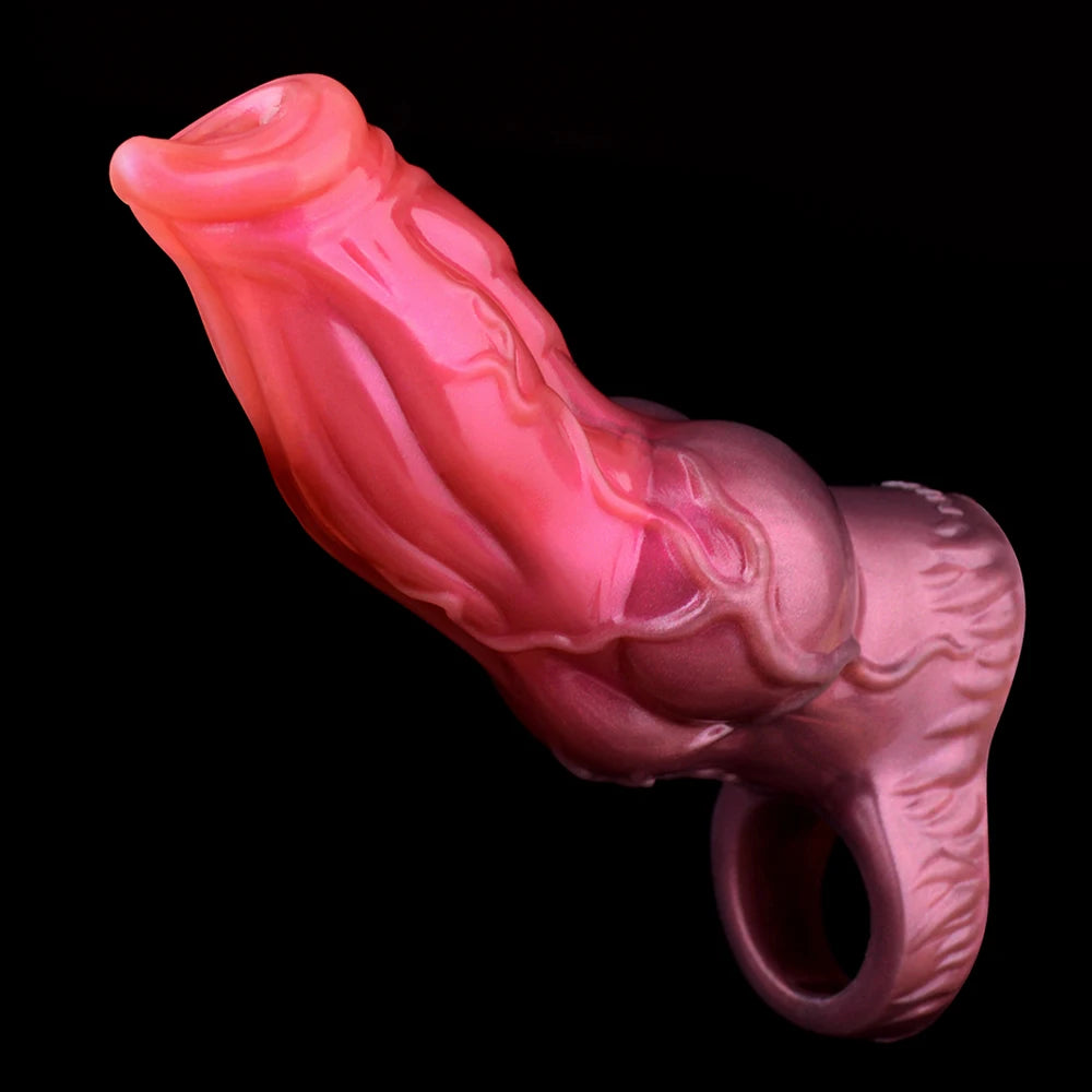 FAAK Large Silicone Fantasy Knot Penis Sleeve  Cock Enlargement Sex Toys For Men Delay Ejaculation Size M L