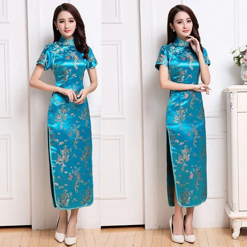 S-6Xl Plus Size Cheongsam Women Elegant Qipao Tradition Chinese Style Dresses Dragon Jacquard Cheongsams Sexy Long Vestidos - Seprincess