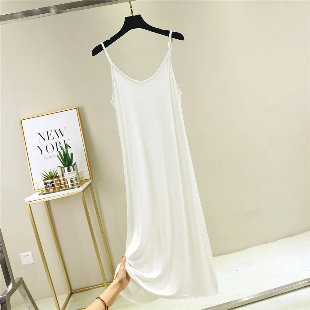 2022 O-Neck Dresses tops Women's Petticoat Woman Dress Slip Underdress Bottoming Straight Femmale Slips Woman Intimates Dress - Seprincess