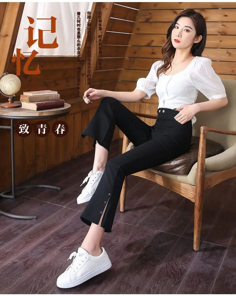 Split Flared Pants for Women High Waisted and Slim with a Base and Wide Legs Spring New Micro Flared Minimalist Casual Pants