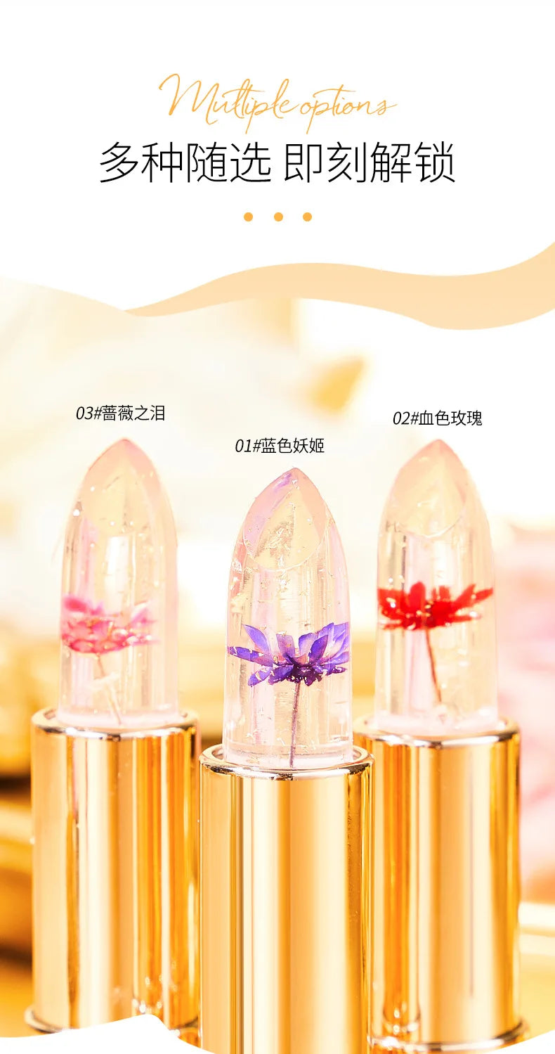 Flower Transparent Lipstick Lasting Moisturizer Crystal Jelly Lipsticks Temperature Color Changing Waterproof Lip Balm