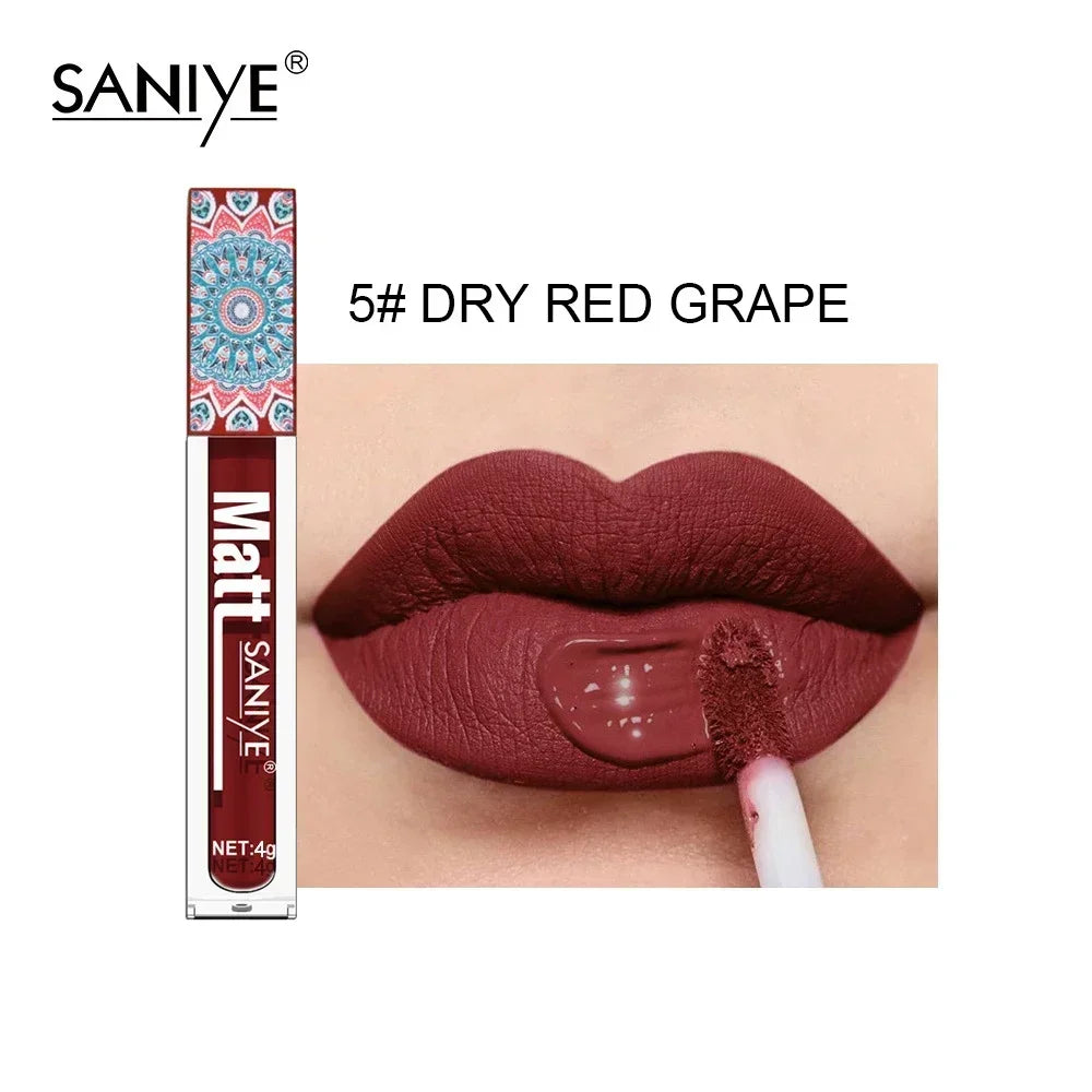 1PCS Waterproof Matte Nude Lip Gloss Brown Nude Pigment Dark Red Long Lasting Velvet Liquid Lipstick Women Makeup Lip Glaze