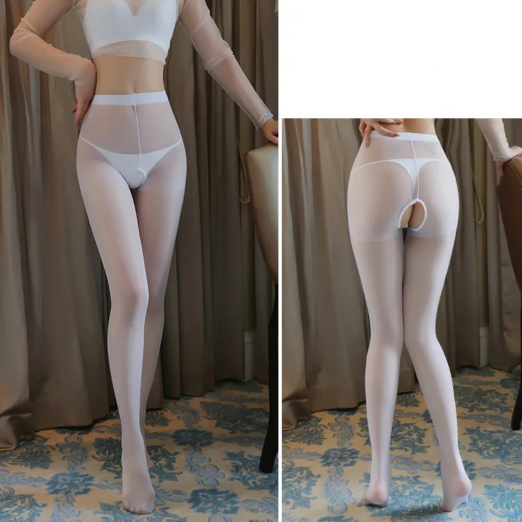 Sexy Lingerie Woman Socks Flight Attendant Grey Stockings Open Crotch Socks Thin Style Tearable Fun Stockings For Women Tights