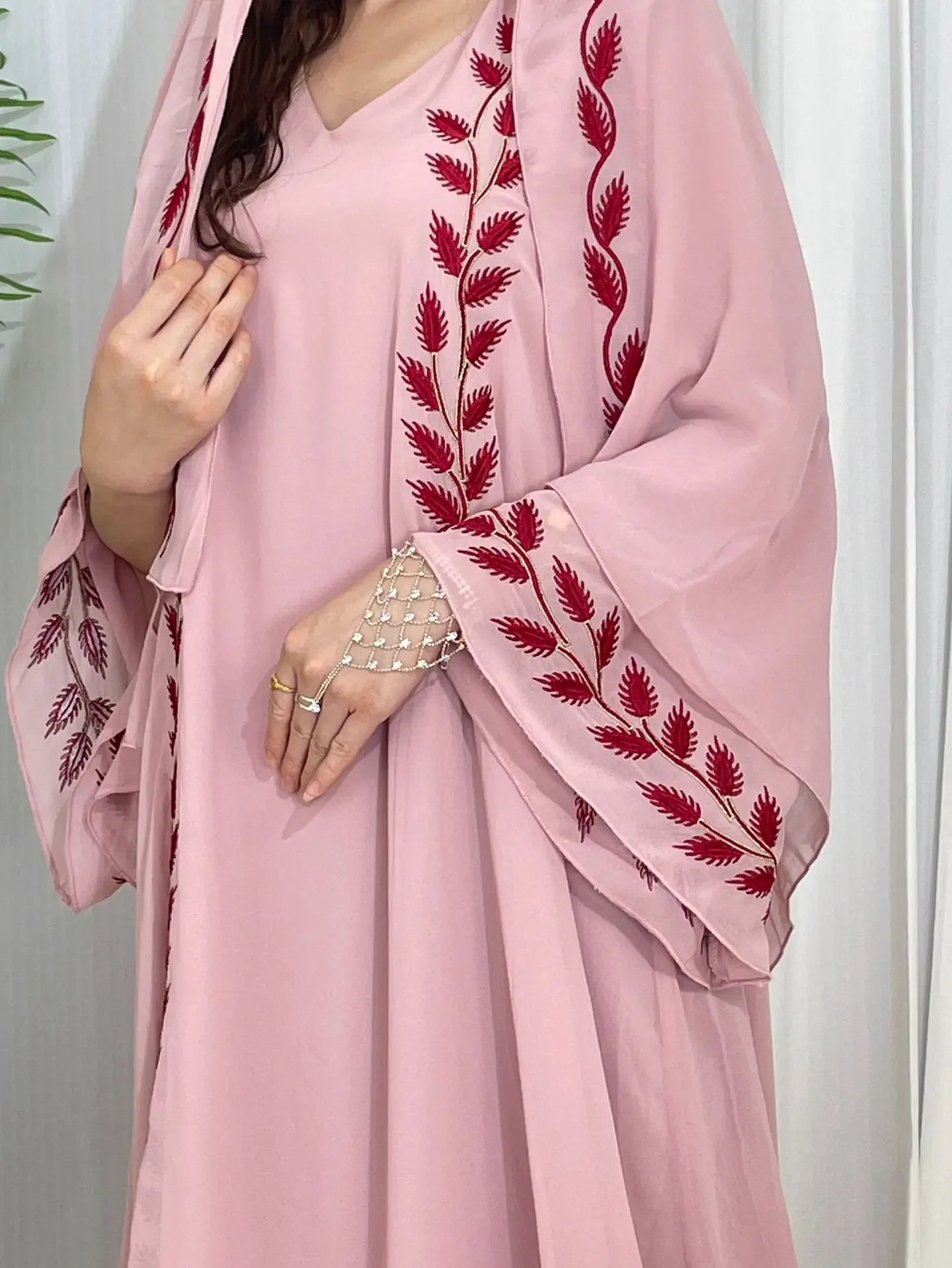 Eid Muslim Abaya for Women Embroidery Dress with Scarf 2 Piece Set Dubai Arab Long Robe Morocco Abayas Kaftan Headscarf Gorgeous - Seprincess