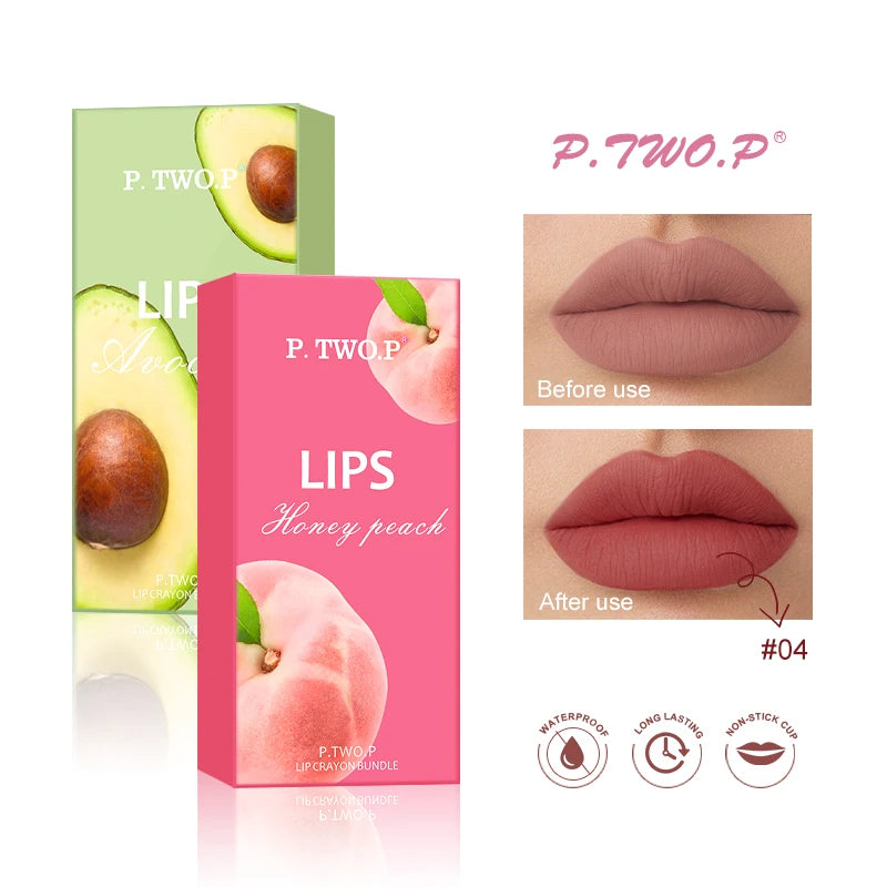 P.TWO.P 3 Pcs Lipstick Set with Sexy  Long Lasting Waterproof Matte Lipstick Pencils Moisturizer Lips Makeup Kit Lip - Seprincess