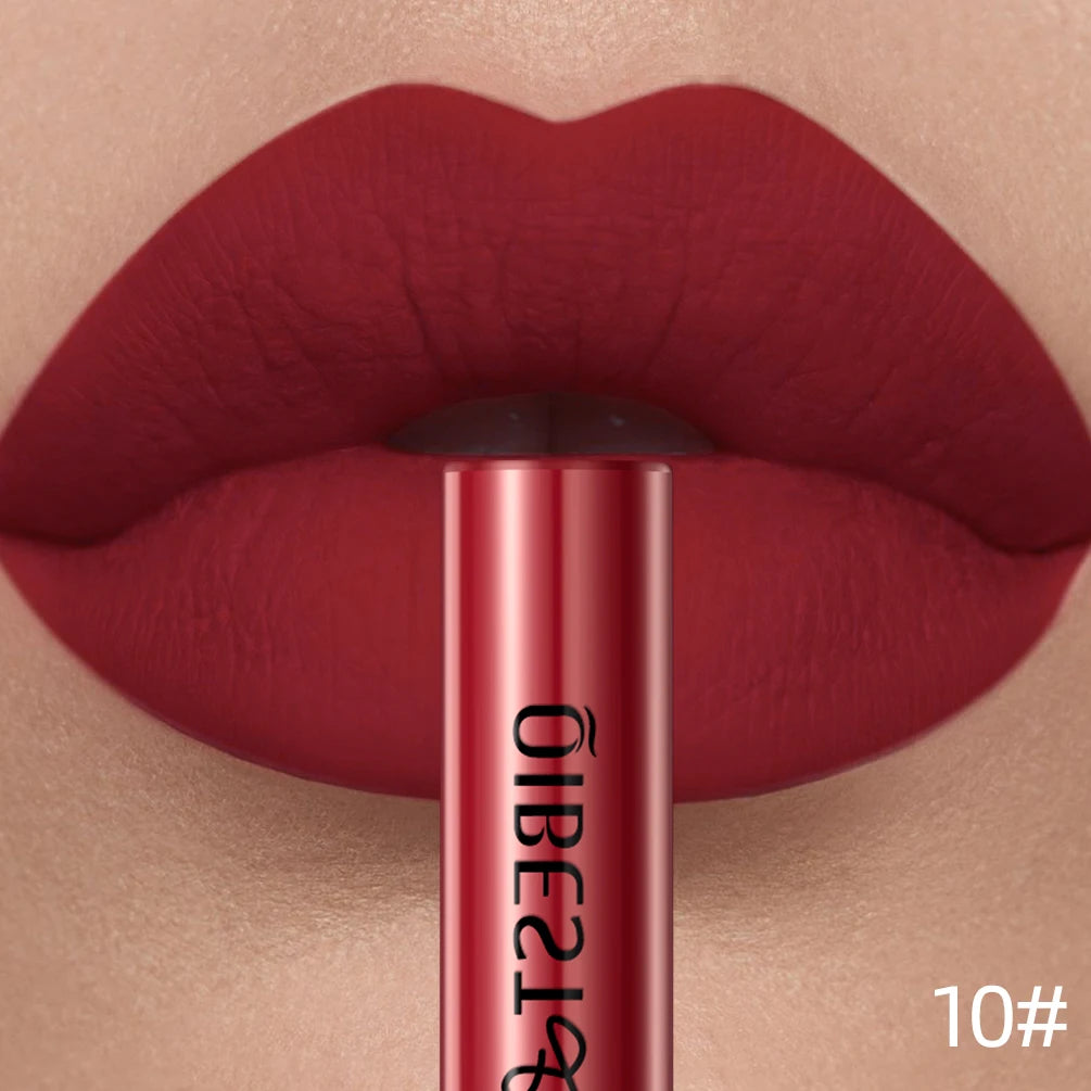 QIBEST Liquid Lipstick Waterproof Velvet Nude Matte Sexy Red Lip Gloss Long Lasting Nonstick Lip Stain Makeup 24 Colors Hots