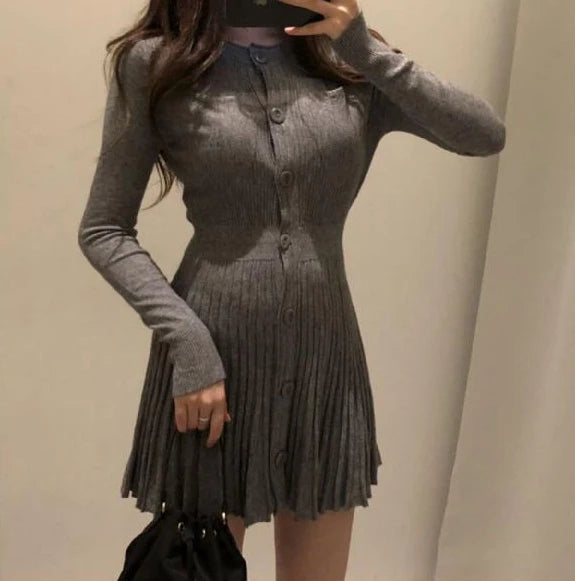 Fashion Korean Mini Dresses Female Autumn Winter 2024 Sexy Bodycon  Wrap White Short Women's Sweater Knitted One-piece Dress Hit - Seprincess