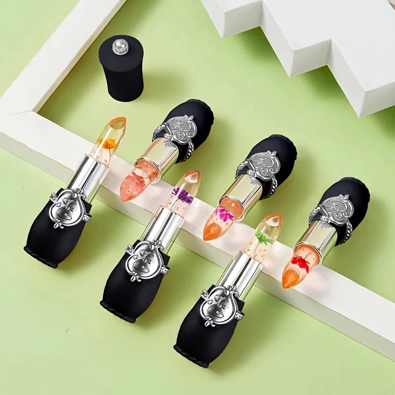 Flower Jelly Lipstick Set Long Lasting Moisturizer Flower Lip Stick Temperature Change Magic Color Change Lip Gloss Set - Seprincess