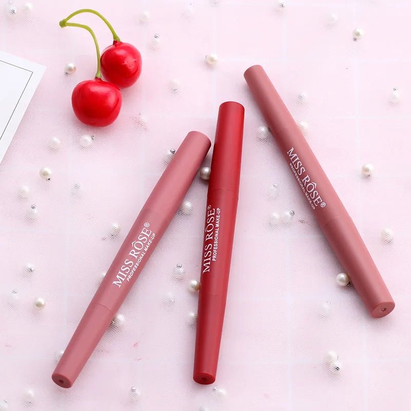 Miss Rose Double-end Lipstick Lipgloss Pencil Makeup Long Lasting Tint Sexy Red Lip Stick Beauty Matte Lip Gloss Pen Cosmetic