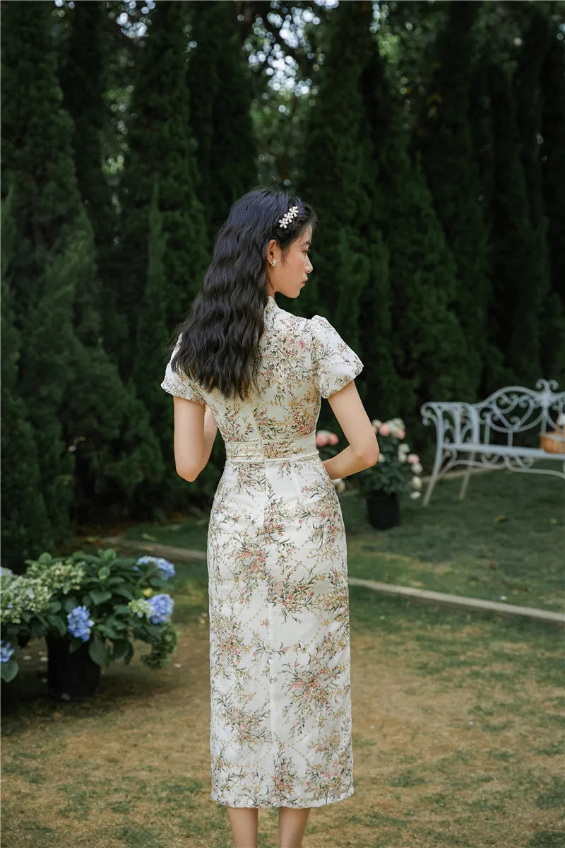 2023 Summer Improved Cheongsam Chinese Traditional Dress Embroidery Retro Oriental Party Floral Qipao Evening Dress  for Women - Seprincess