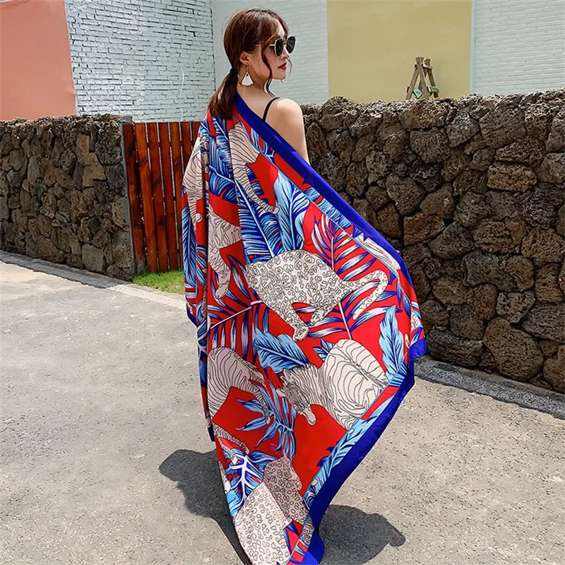 140x180cm Celebrity With The Same Cover-Ups Women Large Beach Dress Bikini Bathing Swimwear Sunburn Protection Sarong Wrap Scarf