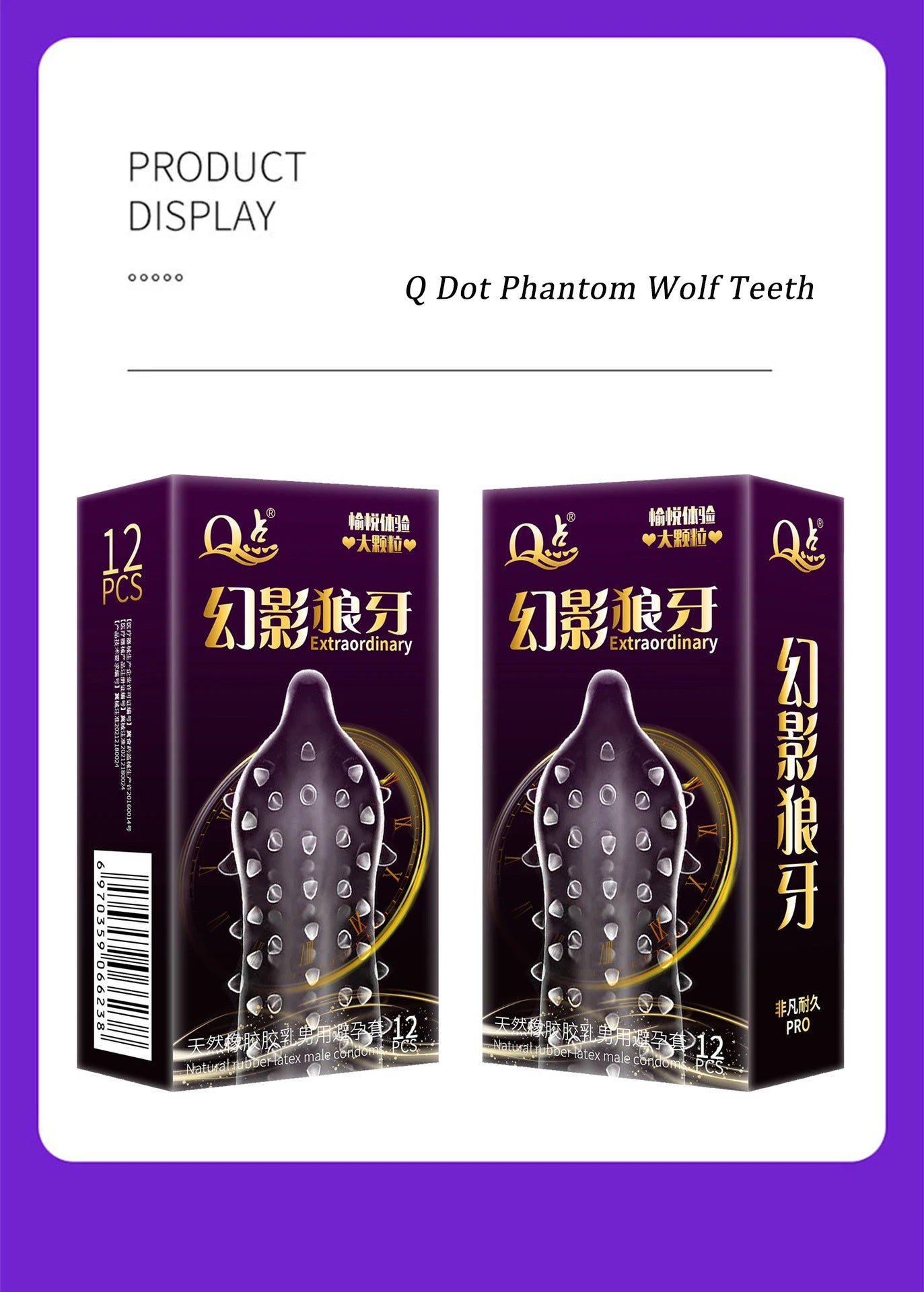 12pcs Large Pellet Condom Wolf's Teeth Barbed  Male Granular Stimulation Women Contraception Penis Sleeves Sex Products Adult - Seprincess