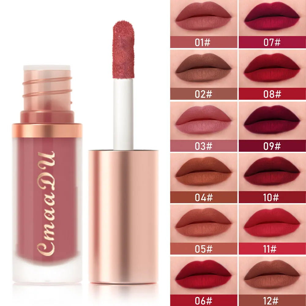 CmaaDu Velvet Matte Liquid Lipstick Waterproof Long Lasting Nonstick Cup Mate Nude Red Lip Stick Lint Tube Makeup Cosmetics Lips - Seprincess