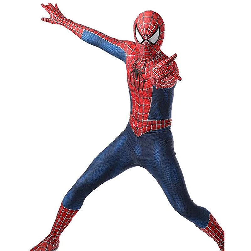 Tobey Maguire Spiderman Costume Black/Red Raimi Spider Man Cosplay Superhero Zentai Suit Halloween Costumes for Adults - Seprincess