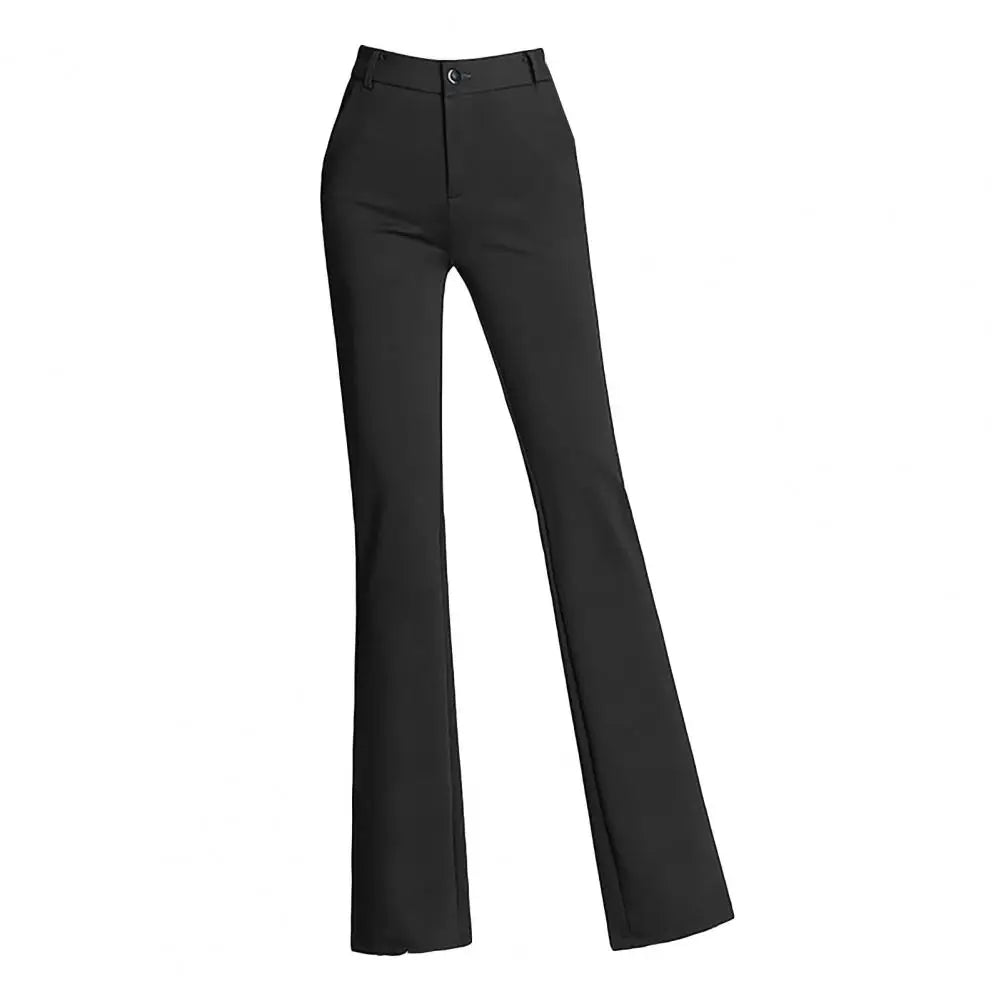 Women Trouser High Elasticity Comfortable Zipper Crotch Casual Loose Slim Flared Trousers Formal Wear Long Trousers Slim