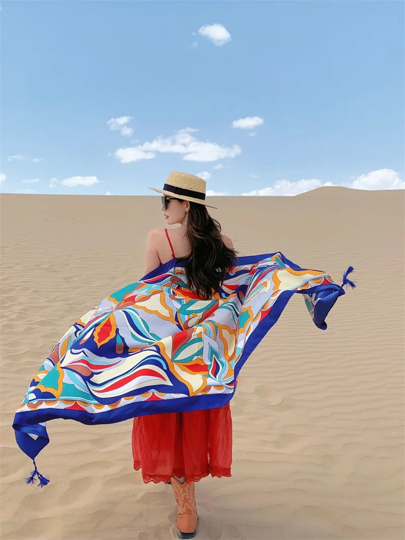 17 Styles 90x180cm Travel Beach Sunscreen Scarve Bikini Large Shawl Sarong Wrap Scarf Women Brazilian Swimsuit Bathing Cover-ups