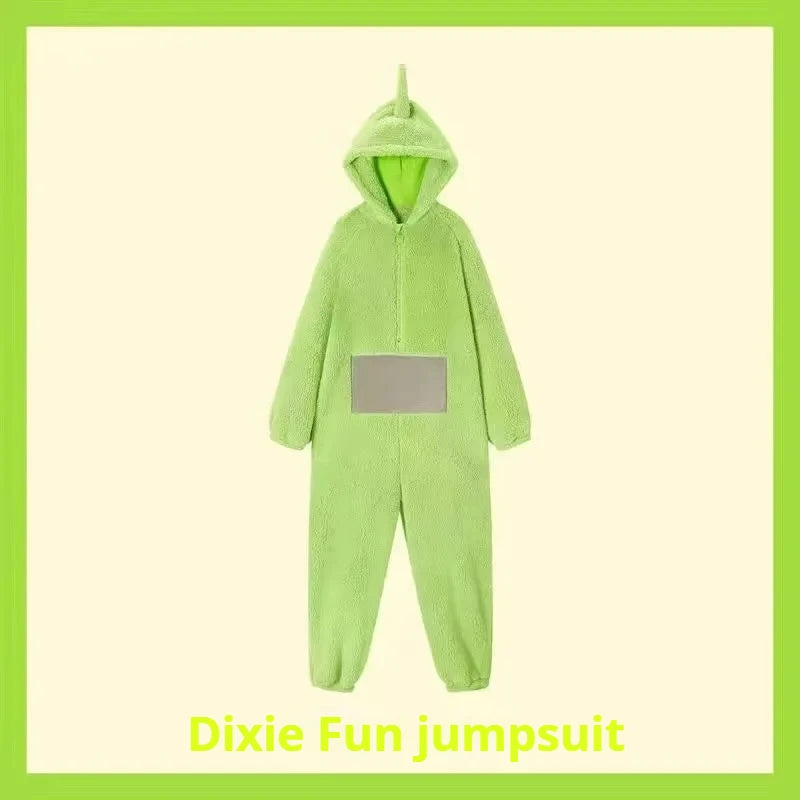 Miniso New Teletubbies Cartoon Adult Jumpsuit Costume Adult Onesie Pajamas Unisex Animal One-Piece Clothes Cosplay Homewear Gift - Seprincess