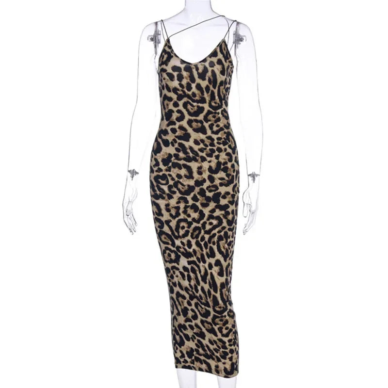 Sexy Women's Leopard Snake Print Dress Fashion Ladies Long Maxi Dress Party Bodycon Occasion Dresses Evening Sundress - Seprincess