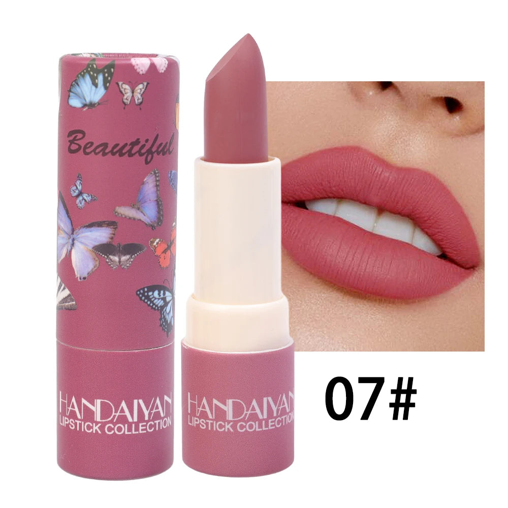 Rose Pink Nude Matte Velvet Lipstick Color Rendering Lasting Non-stick Cup Sexy Lipsticks Waterproof Beauty Lips Makeup Cosmetic - Seprincess