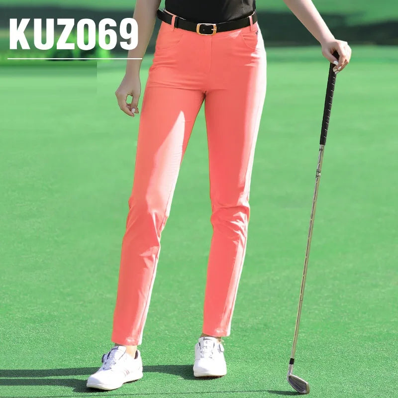 PGM Spring Summer Golf Pant Women's Sports Pants Soft Slim Thin Trousers Ladies Golf Wear Breathable Elastic Sweatpants 5 Colors