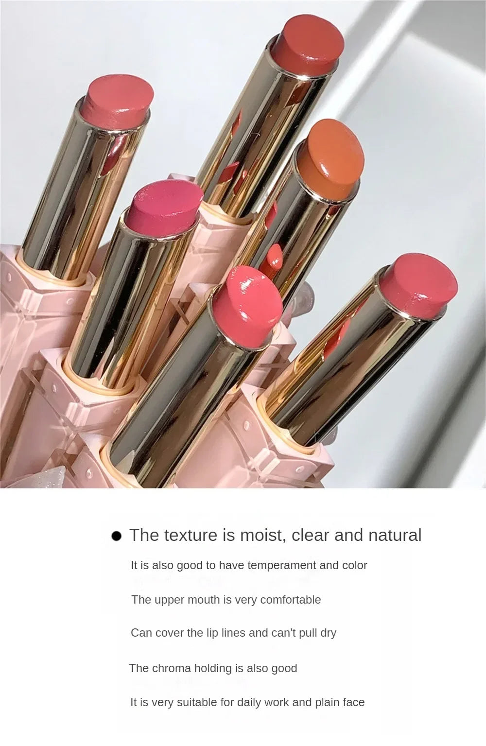 6 Colors Silky Glossy Lipstick Gege Bear Pump Lips Moisture Water Bomb Comfortable Ultra Sheen Non-Stick Cup Lip Balm - Seprincess