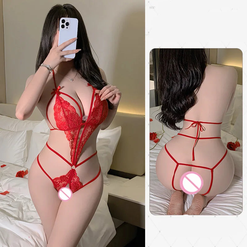 Erotic lingerie Sexy lace binding straps tight fit deep V-open costumes call of the night sexy. items Women's pajamas Sex toys - Seprincess