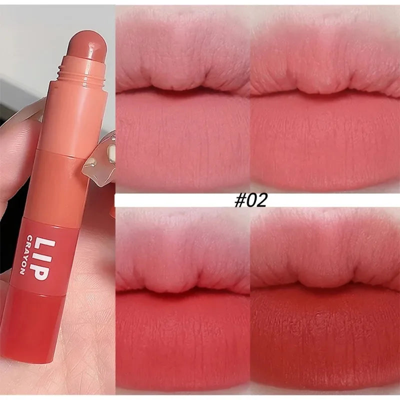 4 Colors 2 in 1 Matte Nude Pink Lipstick Pen Set Matte Velvet Lip Liner Pencil Waterproof Long Lasting Natural Lip Tint Cosmetic - Seprincess