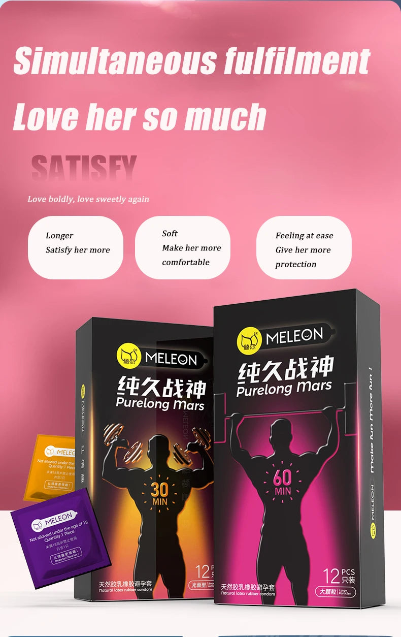 Ultra-thin Condom Male Delay Lasting Extended Time 12PCS Penis Sleeve Glossy Large Particles Condom 52mm Adult Safer Sex Product - Seprincess