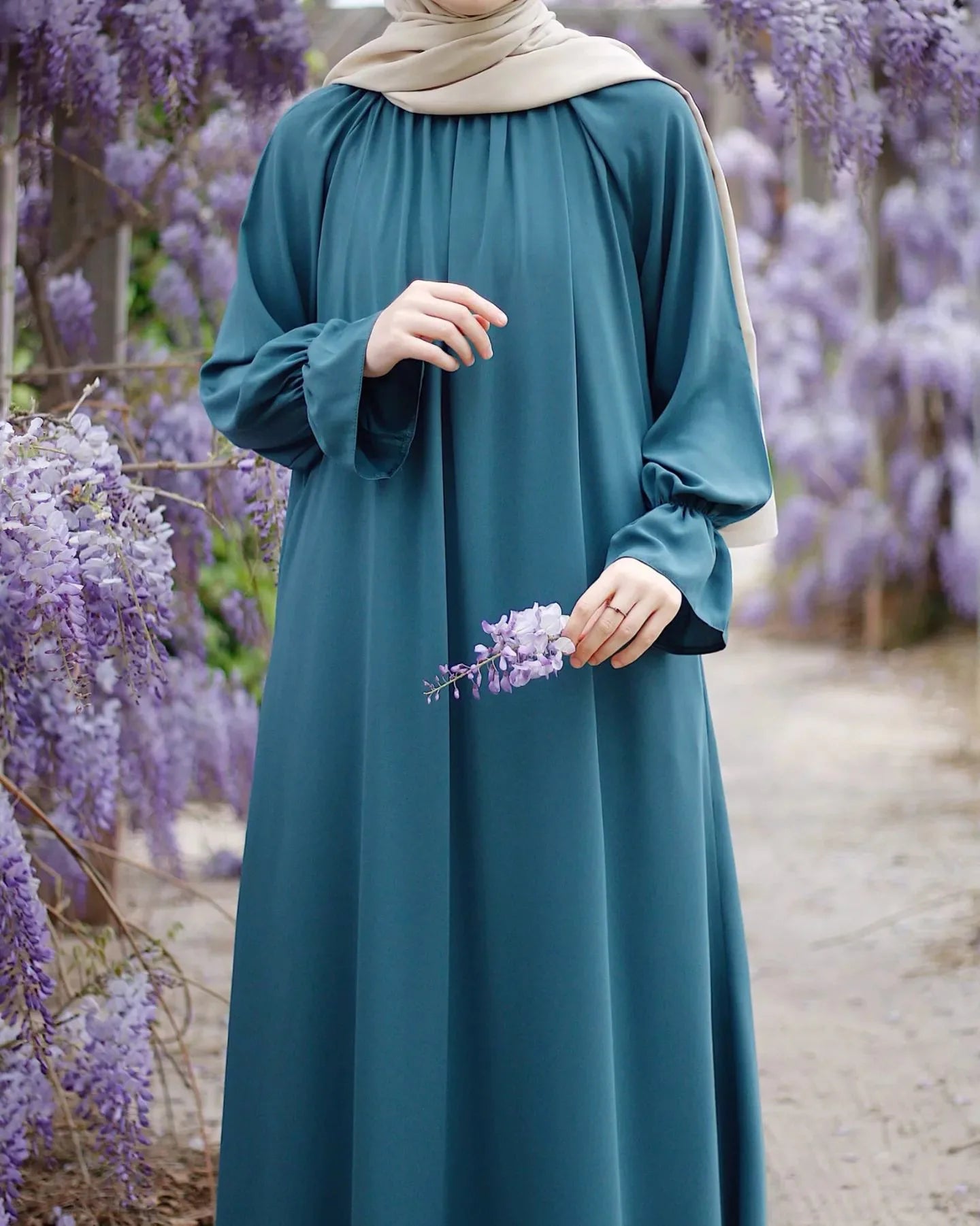 Fashion Chiffon Muslim Abaya Autumn Long Sleeve Wear With Pockets Femme Dress Islamic Clothing For Women Kaftans Solid - Seprincess