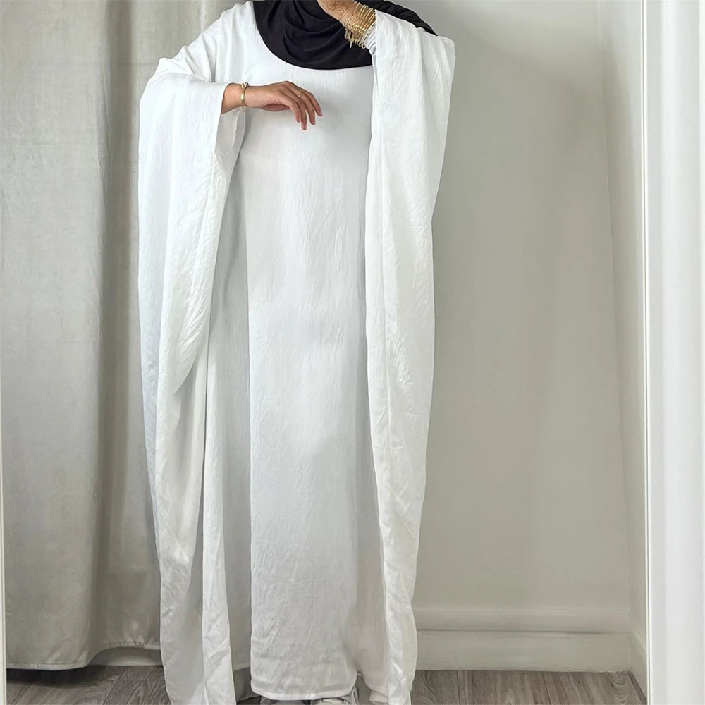 Summer Soft Crepe Like Linen Khimar Butterfly Batwing Abaya Dubai Luxury 2024 Islam Muslim Kaftan Modest Dress For Women Kebaya - Seprincess