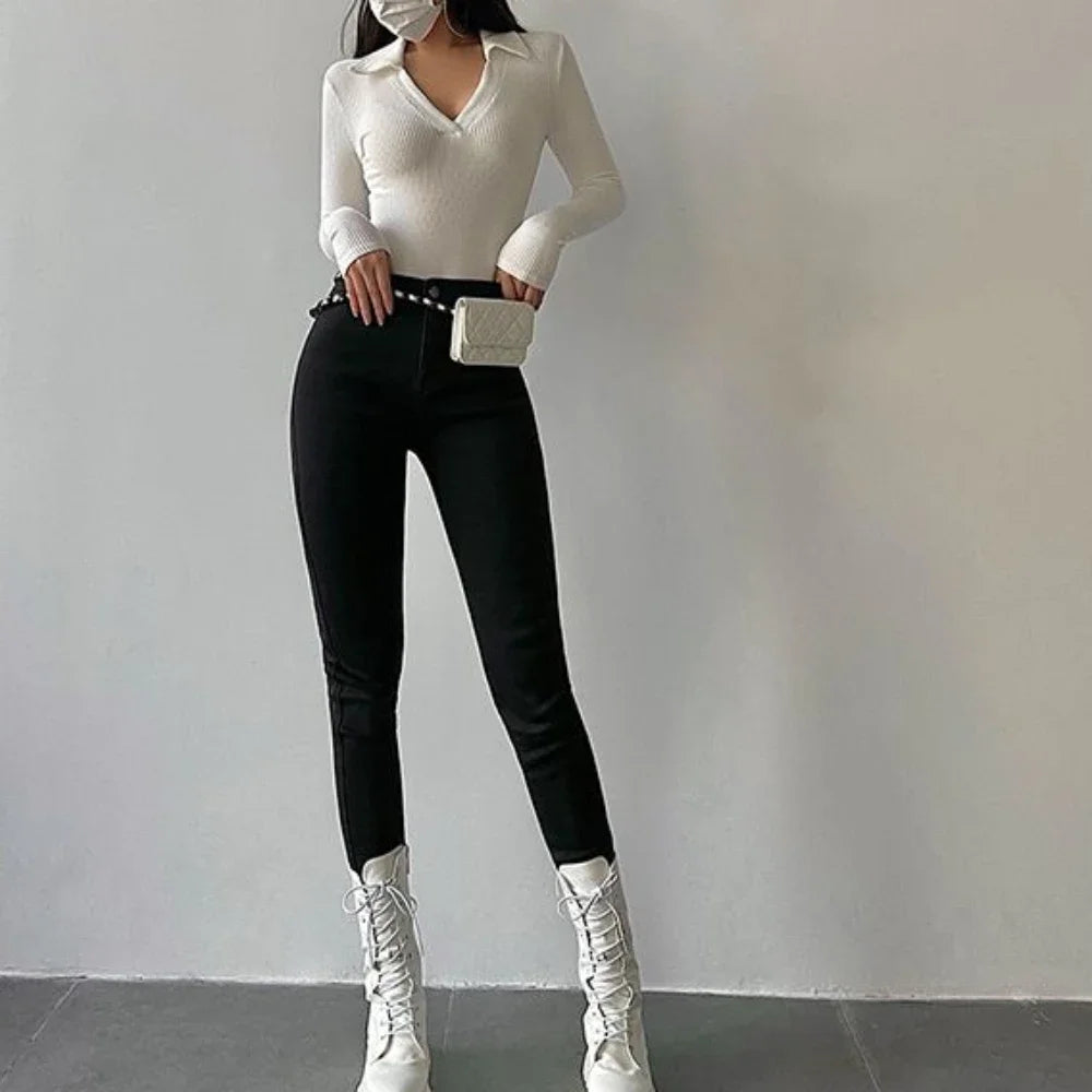 Slim Fit Pants for Women with Pockets High Waist Shot Trousers Skinny Gray Womens Jeans New in 2000s Y2k R Vintage Shiny on Sale