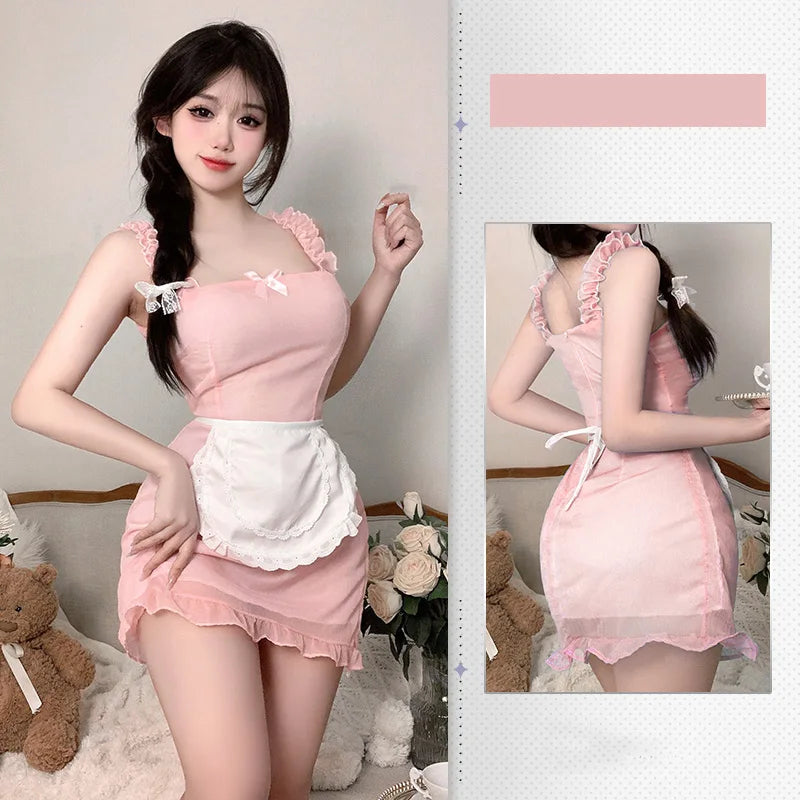 Dress Lace lace tight fitting maid outfit uniform seductive bag hip skirt Women's dress traffic store Party dress - Seprincess