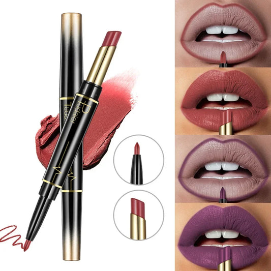 Pudaier 16 Colors Double Ended Lipstick Lip Pencil Combination Waterproof Makeup Long Lasting Beauty Half Matte Lip Stick - Seprincess