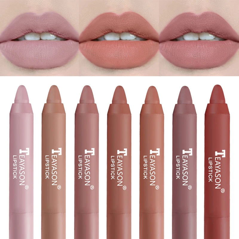 Nude Velvet Matte Lipstick Long Lasting Waterproof Color Rendering Non-stick Cup Lipstick Pens Lips Liner Pencil Woman Cosmetics - Seprincess