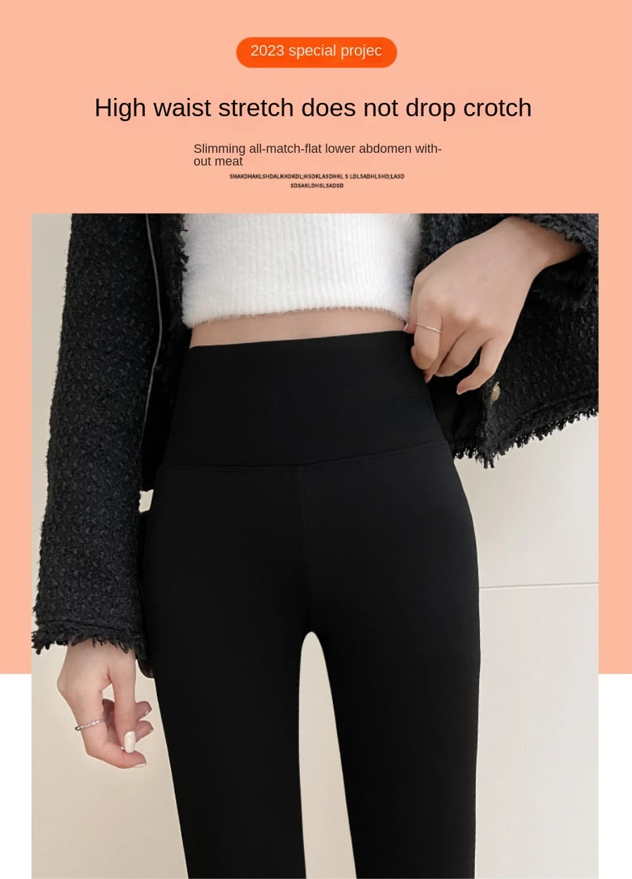 Women's Pants Slim Bell-bottoms High Waist Jeans Autumer Winter Warm Thickened Korean Fashion Y2k Casual Leggings Plush Pants