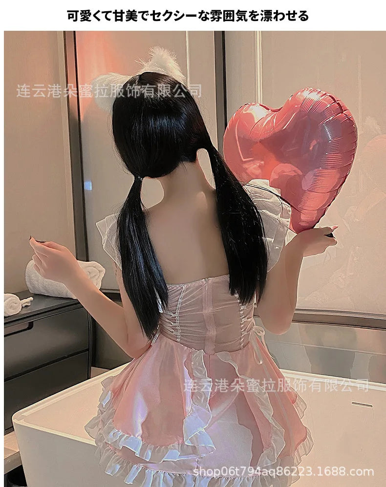 Sexy Pink And Cute Lingerie Mature Charm Elegant Gentle Female Dress Maid With Small Breasts Hot Seductive Uniform Dress 9YOD - Seprincess