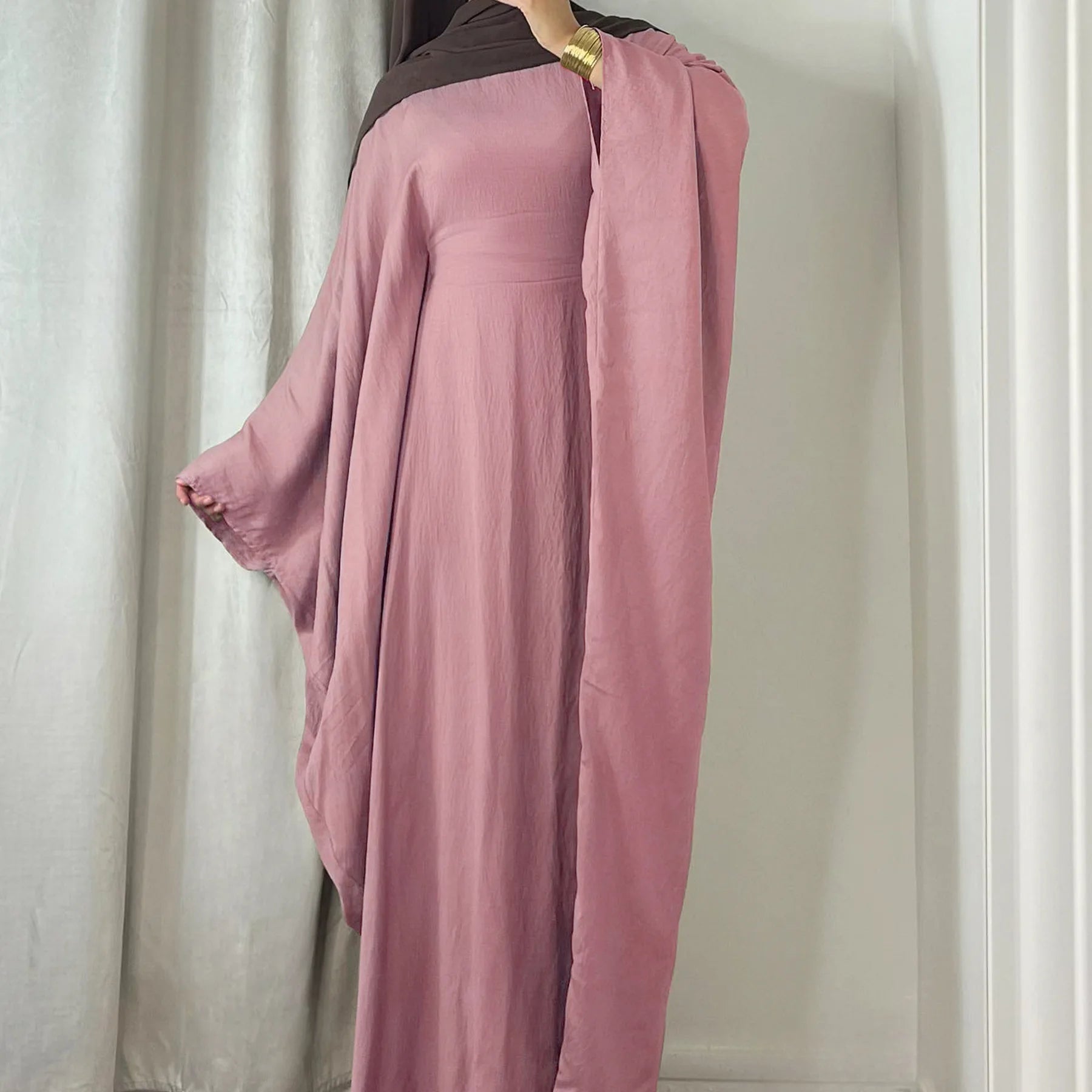 Abaya Dubai Luxury 2024 Summer Soft Crepe Like Linen Khimar Butterfly Batwing Islam Muslim Kaftan Modest Dress For Women Kebaya - Seprincess