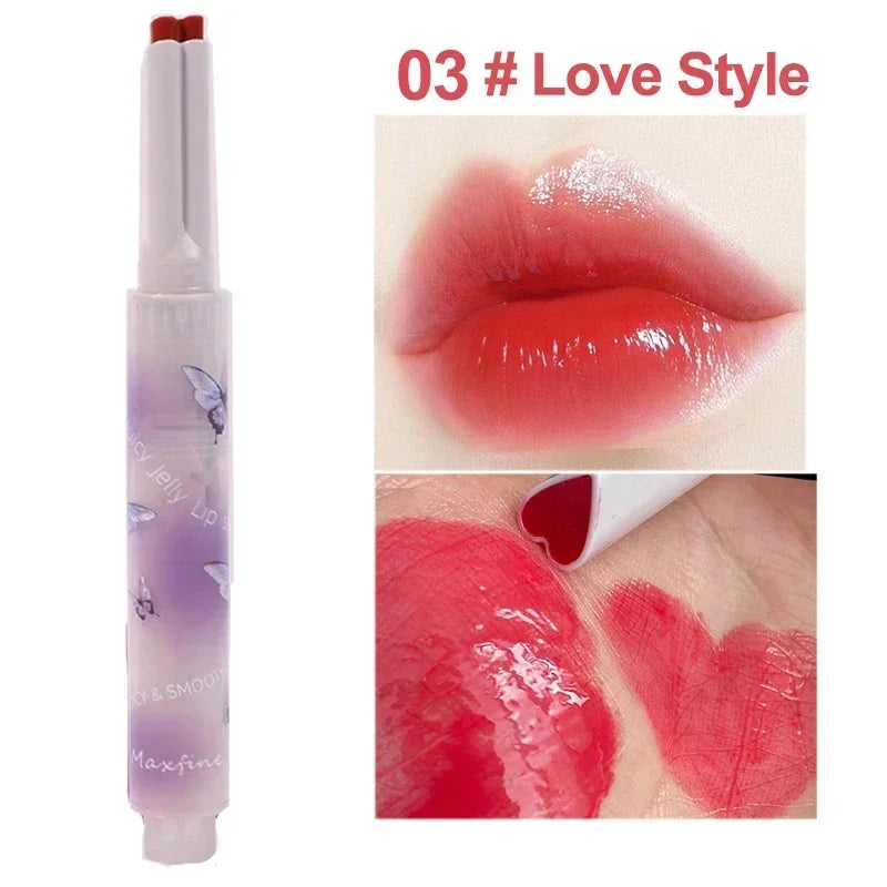 Jelly Mirror Lipstick Makeup Love Shape Waterproof Non-stick Cup Solid Lip Gloss Clear Long Lasting Moisturizing Lipstick Pen - Seprincess