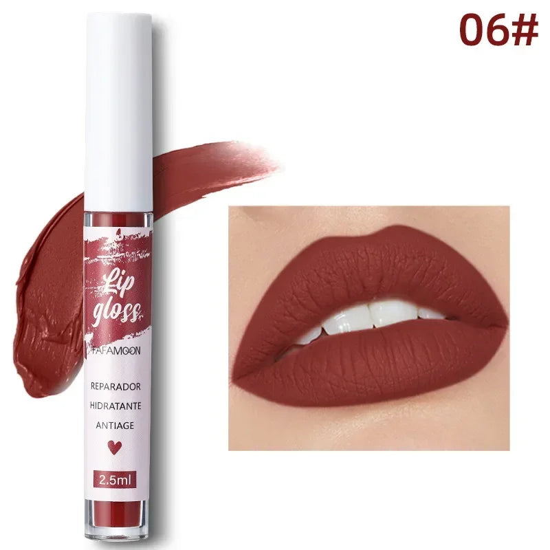 12 Color Sexy Long Lasting Velvet Matte Lip Gloss Liquid Lipstick Lip Makeup Women Beauty Red Nonstick Cup Waterproof Lip Gloss