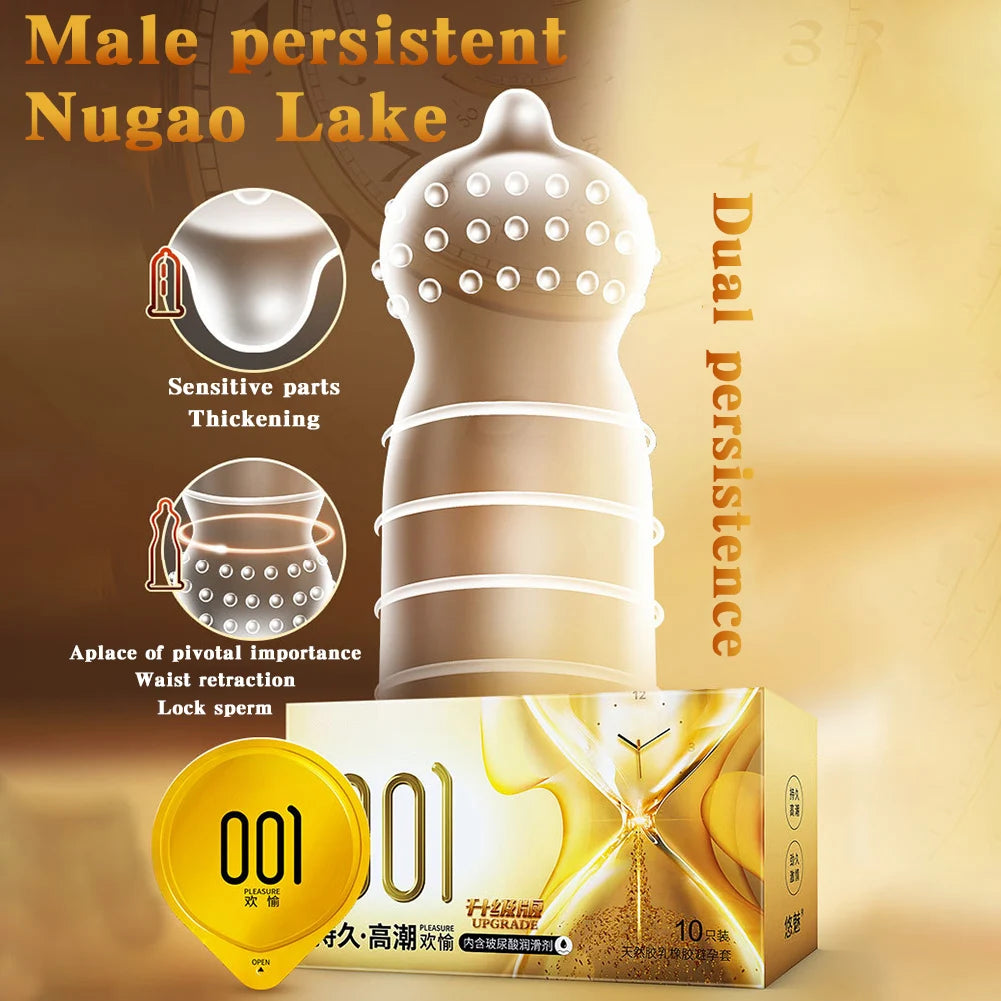 10pcs Natural Latex Condom Lubrication Delay Dot Sex Ultra Thin Particles Condom Contraception Supplies Adults Sex Toy 18+ - Seprincess