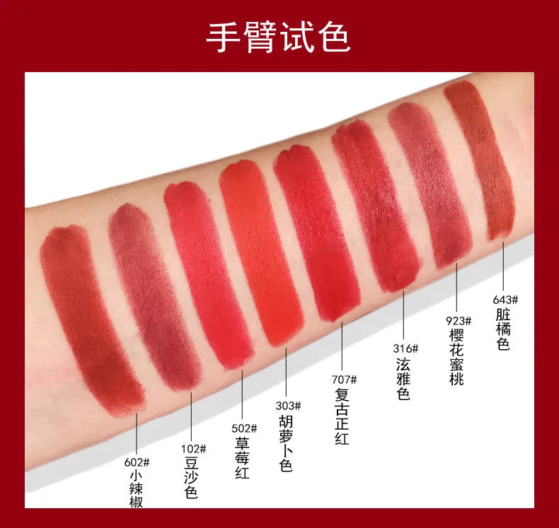 Bullet nose mouth red fog face matt moisturizing retro red mouth red makeup lipstick not easy to fade while holding makeup - Seprincess