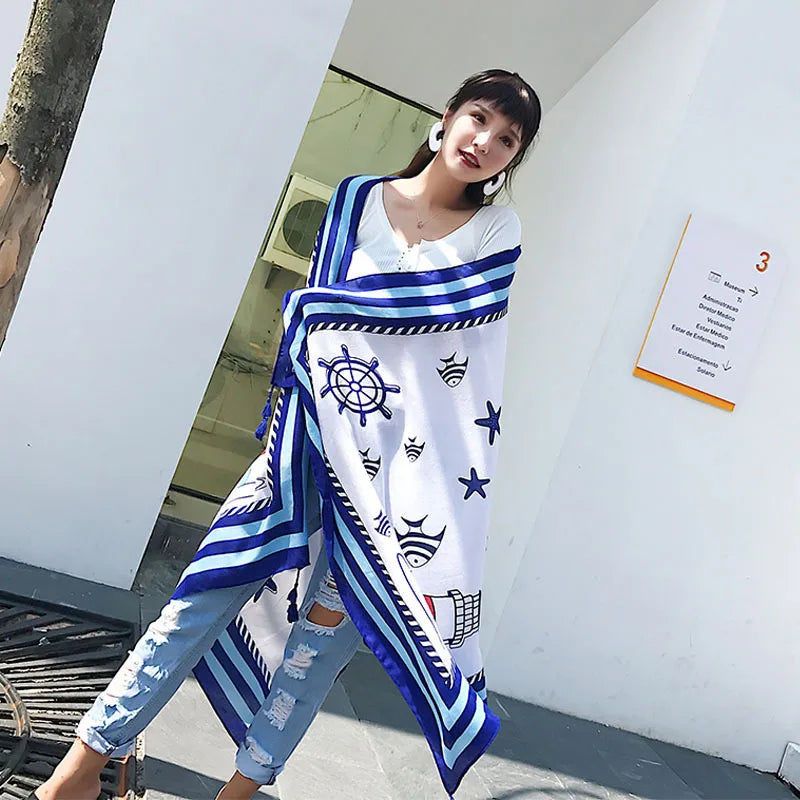 2018 New 90x180cm Twill cotton Pareo Beach Cover-Ups Women Large Beach Dress Bikini Bathing Swimwear Cover Up Sarong Wrap Scarf