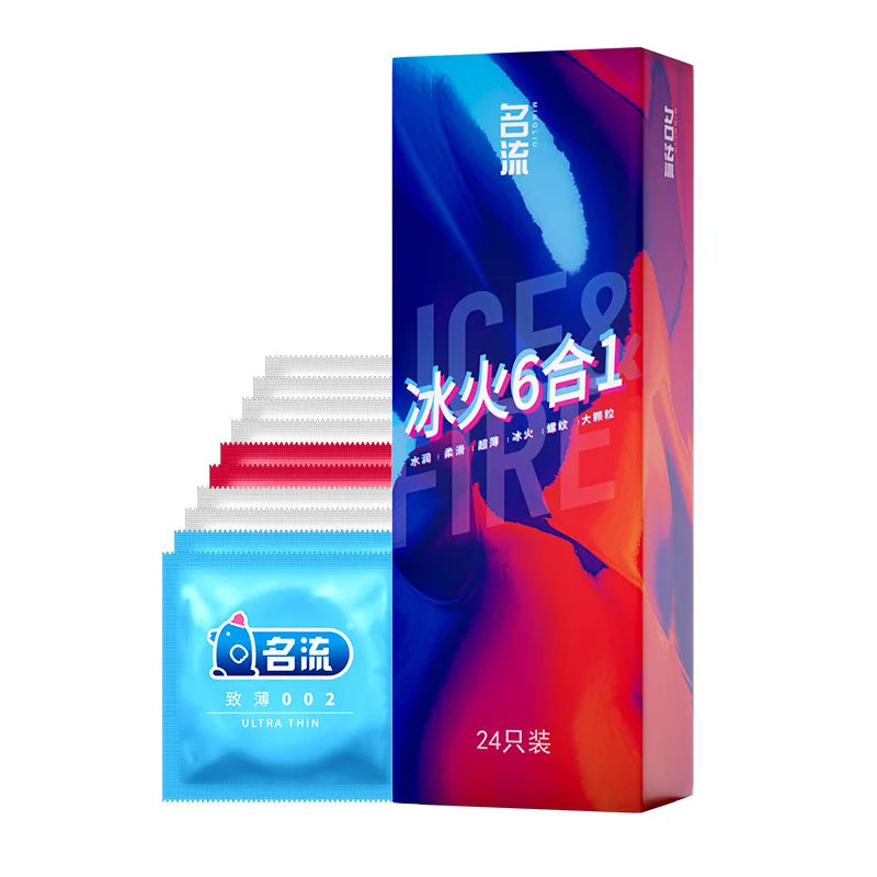 24pcs Natural Latex Condom 49mm 52mm Tight Delay Sex Smooth Pellet Penis Sleeve Adults Contraception Supplies Erotica Sexshop - Seprincess