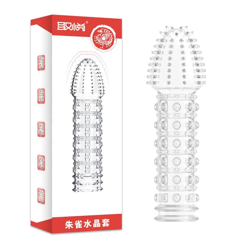 Reusable 3D Condoms Dick Extender Penis Enlarger Cock Sleeves with Dotted Ribbed Foreskin Ring Glans Sex Shop for Men Sex Toys - Seprincess