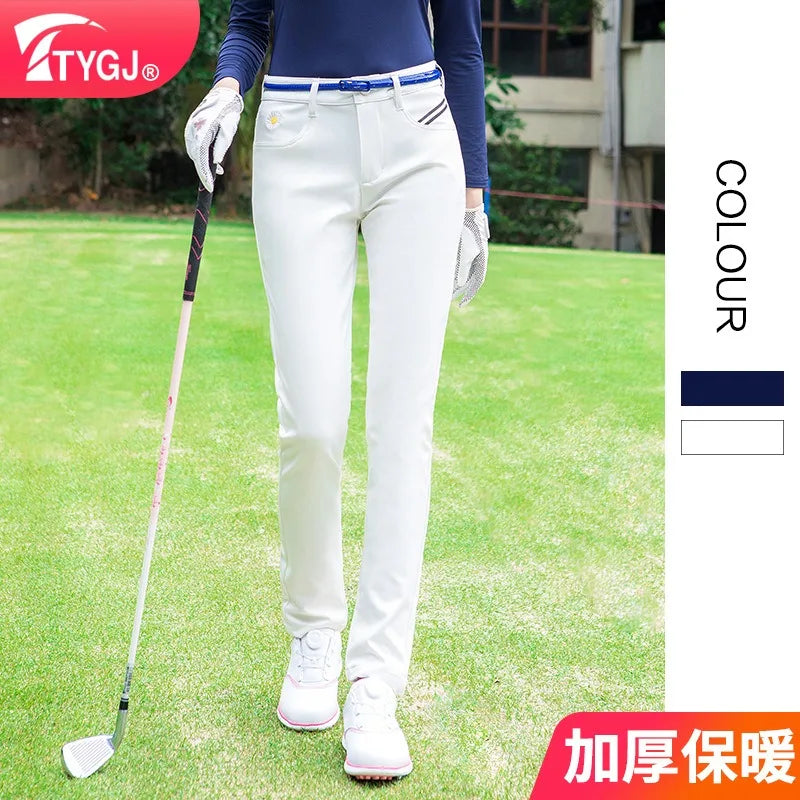 TTYGJ Women golf pants  korean Fashion Sports  Autumn and Winter High Elastic Slim Sweatpants wear-resistant Thickened