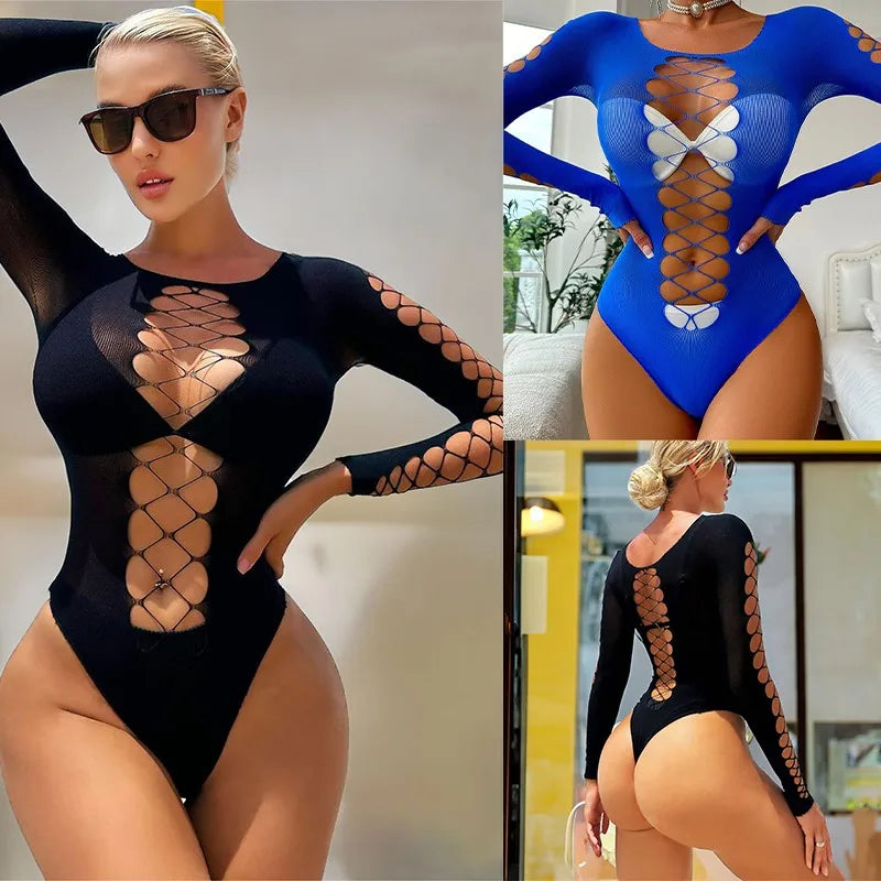 Sex Bodysuit Hollow deep V-shaped integrated breast dew 18 fancy women underwear sexy woman lingerie bra sets bikinis sets xxx - Seprincess