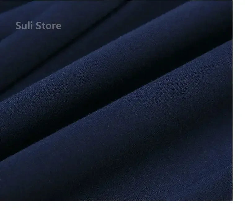 Spring Autumn Casual Button Elastic Mid Waist Black&Navy Blue Straight Trousers Office Lady Quick Drying Suit Pants Female