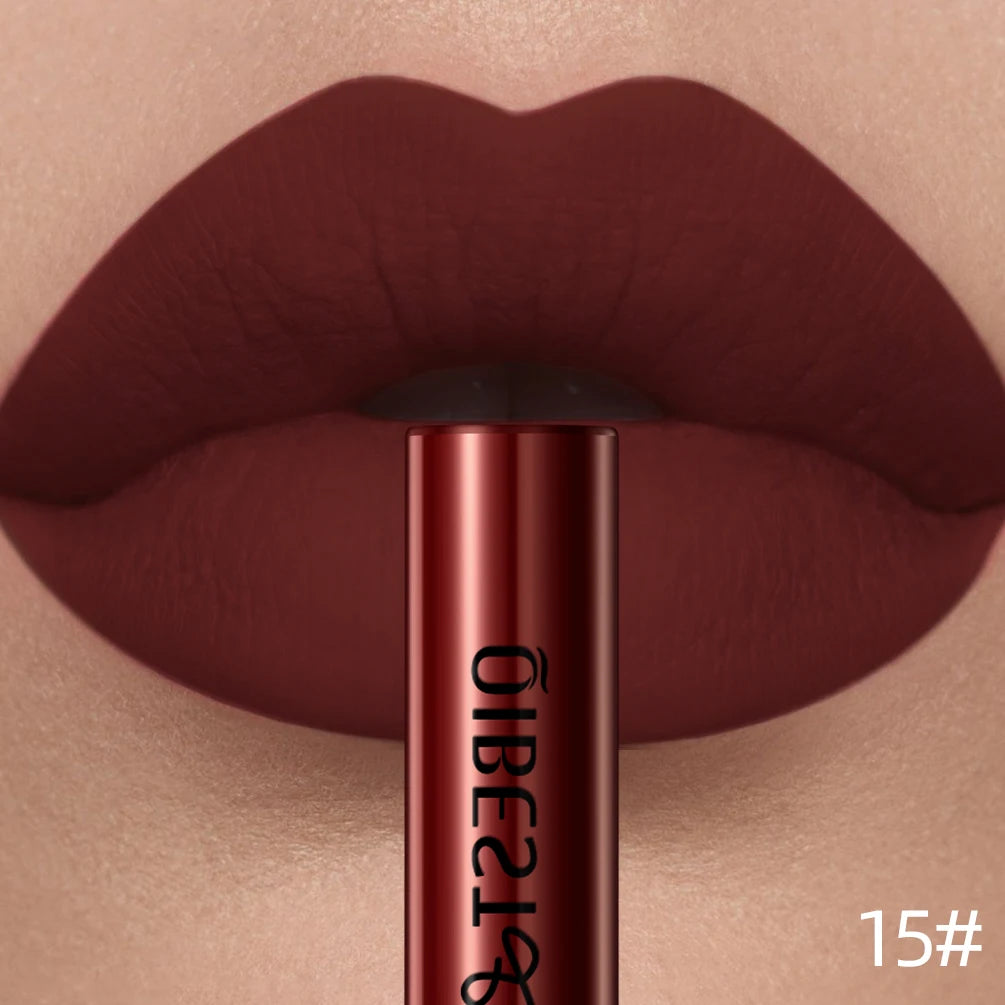 QIBEST Liquid Lipstick Waterproof Velvet Nude Matte Sexy Red Lip Gloss Long Lasting Nonstick Lip Stain Makeup 24 Colors Hots