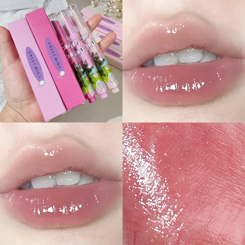 Moisturizing Jelly Mirror Lipstick Waterproof Lasting Clear Heart-shaped Solid Lip Gloss Pen Non-stick Cup Lips Tint Makeup - Seprincess