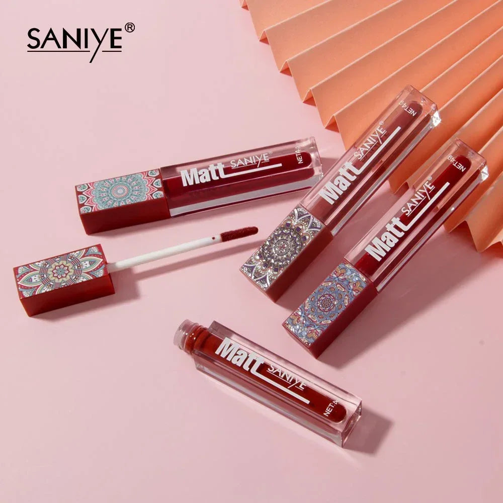 1PCS Waterproof Matte Nude Lip Gloss Brown Nude Pigment Dark Red Long Lasting Velvet Liquid Lipstick Women Makeup Lip Glaze - Seprincess